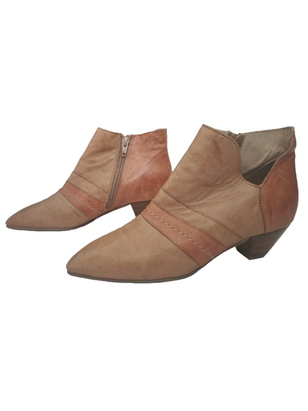 Mentha Tan Leather Ankle Boots Booties Womens Size 37 (6.5)